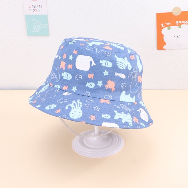 Gorro de pescador para bebé con estampado de algodón fresco, gorro de pescador para bebé con parte superior plana, parasol