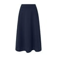 thumbnail image 5 of Jkety Skirts for Women's High Elastic Waist Midi Skirt Casual Summer Trendy Tie Front Flowy Ruffle A line Skirts Navy,L, 5 of 5