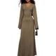 thumbnail image 2 of Vestido de Punto Acanalado para Mujer, Acampanada, Ajustado, Holgado e Informal. Caqui L, 2 of 7