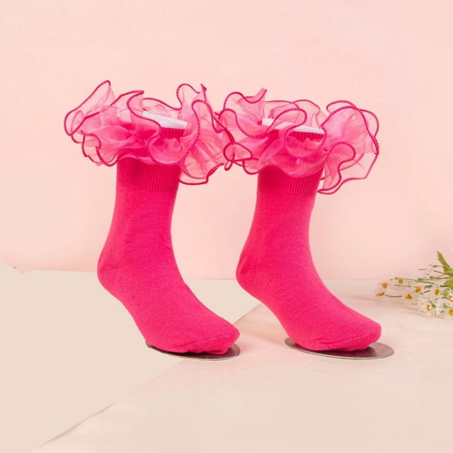 Stylish Kids Sock Lace Slim Pure Color Combed Edge Socks for Dance School and Everyday Use