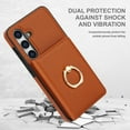 thumbnail image 3 of ELEHOLD Case for Samsung Galaxy S24,Business PU Leather Stand Case with Card Holder & Ring Holder,Brown, 3 of 7