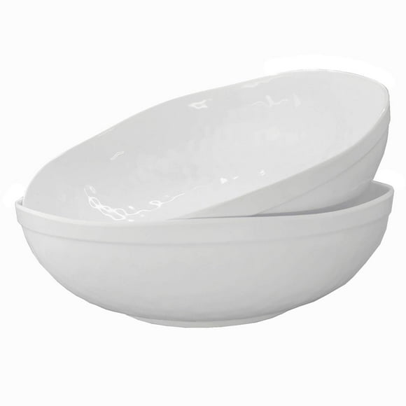 Bols de Service en Mélamine -2 Pcs Bols à Salade/bol à Mélanger Plus Grands de 12 Pouces, Couleur Blanche/ Bols en Mélamine 100 % Résistants aux Chocs / Va au Lave-Vaisselle, Sans BPA