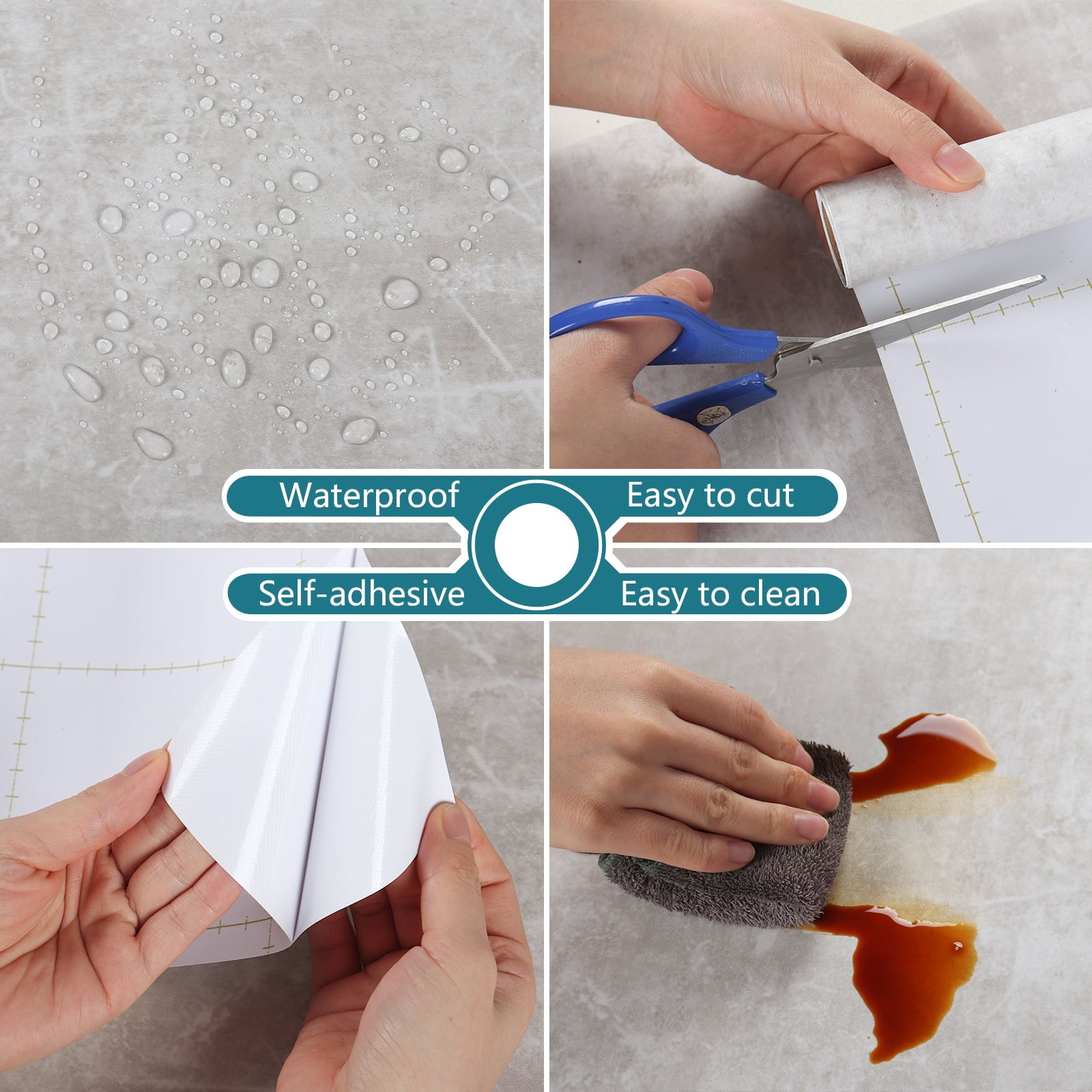VEELIKE 15.7''x354'' Concrete Wallpaper Peel and Stick Grey Concrete Contact Paper for Countertops Waterproof Removable Industrial Concrete Effect Mural Self Adhesive Cement Roll for Walls Cabinets