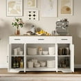 thumbnail image 3 of 4 Doors Modern Farmhouse Buffet Cabinet with Storage, Kitchen Cabinet Drawer and Adjustable Shelf, Coffee Bar Cabinet Kitchen Storage Cabinet for Kitchen, Dining Room, 3 of 9