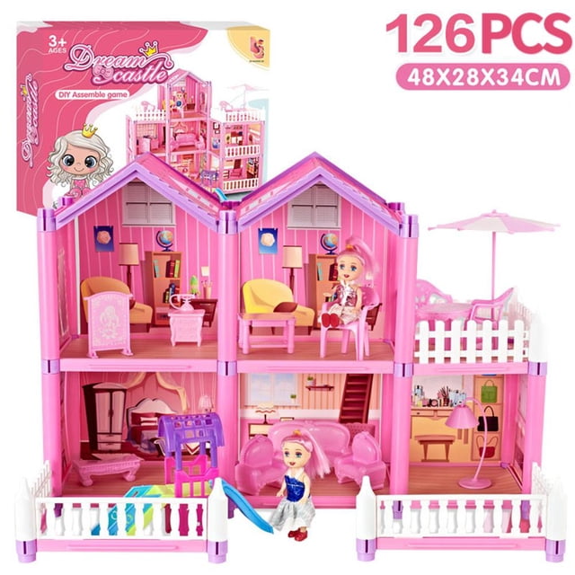 Casa de muñecas para niña, Villa, Castillo de princesa, casa de juegos para niños, juguetes ensamblados de simulación, regalos para cumpleaños