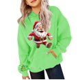 thumbnail image 4 of UACY Girls Christmas Hoodie Kids Cute Preppy Fleece Lined Long Sleeve Santa Claus Graphic Hooded Sweatshirt Fall Winter Pullover Tops (Green, 2-3 Years), 4 of 5