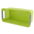 thumbnail image 2 of Cesta organizadora de plástico rectangular de diseño para baño familiar de oficina en casa, color verde, 2 of 5
