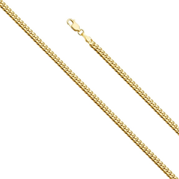 Dimaya Fine Jewelry Genuine 14k Yellow Gold 4mm Miami Cuban Chain Necklace for Men and Women - Available in 22" 24" 26"