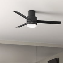 Hunter 52 inch Outdoor or Indoor Ceiling Fan with LED Light and Remote Control - Low Profile Mount Ceiling Fan, 3 Blades, For Patio, Porch, Garage, or Living Room, Quiet - Gilmour 51330, Matte Black