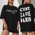 thumbnail image 2 of Hauts, T-Shirts et Chemisiers pour Femmes, T-Shirt Décontracté à Imprimé, Manches Courtes, Col Rond, Blouse Douce, Noir, M, 2 of 6