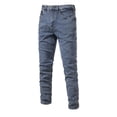 thumbnail image 5 of Spring and Autumn New Men's Denim Washed Trendy Casual Micro-Elastic Straight Trousers-Medium Blue-32, 5 of 8