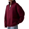 thumbnail image 1 of Sudaderas para Mujer, Sudaderas con Media Cremallera y Sudaderas con Cremallera de un Cuarto. Conjuntos de Moda de Otoño 2025. Vino Tinto (Espeso) S, 1 of 10