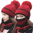 thumbnail image 2 of Seyurigaoka 2020 New Winter Women Beanie Scarf Set Plush Lined Pom Pom Knit Hat with Mask and Neck Warmer, 2 of 5