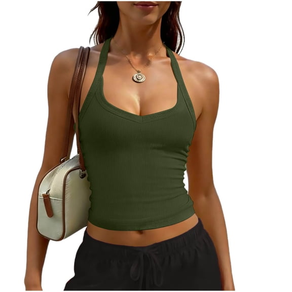 PFRNLF Ribbed Tank Tops for Women Summer Sleeveless U Neck Slim Fit Spaghetti Strap Basic Camisole