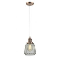 201C-AC-G142 Innovations Lighting Chatham - 1 Light Cord Hung Mini Pendant In Art Deco Style-11 Inches Tall and 7 Inches Wide-Antique Copper