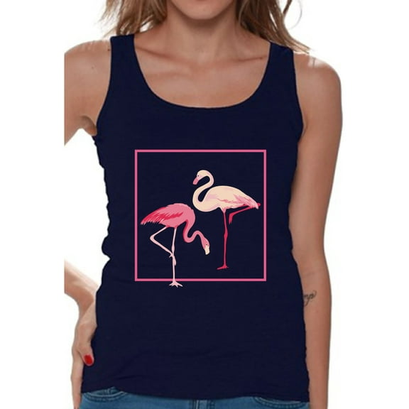 Awkward Styles Flamingo Love Tank Top for Women Pink Flamingos Tank Summer Workout Clothes Fitness Sleeveless Shirt Women's Retro Flamingo Tank Flamingo Gifts for Her Flamingo Lovers Beach Tank Top