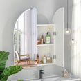 thumbnail image 7 of Beveled Edge Arched Medicine Cabinet with Mirror,2-Door Arch Surface Mount Medicine Cabinets Mirror,Frameless Mirrored Medicine Cabinets for Bathroom Mirror Cabinet,botiquines de baño 24x28, 7 of 7
