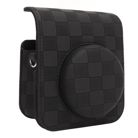 Mini 12 Funda Protectora Para Cámara Vintage Checkerboard Plaid Bolsa De Almacenamiento De Viaje Portátil Instantánea Con Correa De Hombro Ajustable Para PU Leather