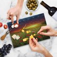 thumbnail image 5 of Flower Cutting Board, Meadow with Grass and Poppies Dark Dramatic Sky in the Background, Decorative Tempered Glass Cutting and Serving Board, Small Size, Green Scarlet Cadet Blue, by Ambesonne, 5 of 5