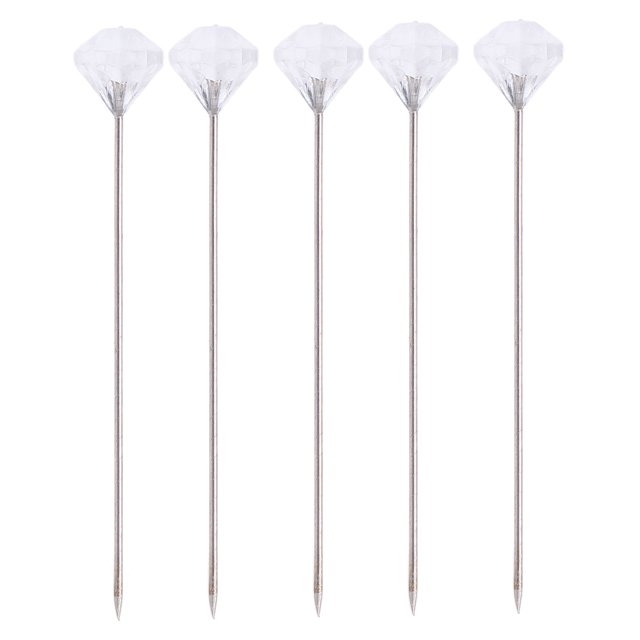 Alfiler De Ramillete Para Ojal, Alfileres De Flores De Ramo, Cabeza De Diamantes De Imitación Transparente Resistente De 10x64mm Para Coser
