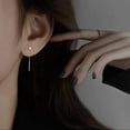 thumbnail image 6 of Tiny Cube Threader Earrings, S925 Sterling Silver Minimalist Geometric Earrings - Shanali Jewelry, 6 of 9