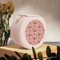 thumbnail image 6 of Yiaed Retro 70s 60s Hippie Flower Print Travel Jewelry Case Bridesmaid Gift Boxes Jewelry Travel Organizer Small Round Jewelry Box Mini Storage-Pink, 6 of 7