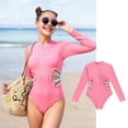 thumbnail image 2 of Rhuody Girl Swimsuit 12-13 Years Sleeveless One Piece Solid Color Bikini Swimwear For Teen And Juniors Bathing With Adjustable Straps Lovely Beach Wear Pink, 2 of 5