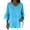 #096-Sky Blue, variant on Roncen Women's V-Neck 3/4 Sleeve Top, Relaxed Fit Blouse with Wooden Buttons & Side Slit