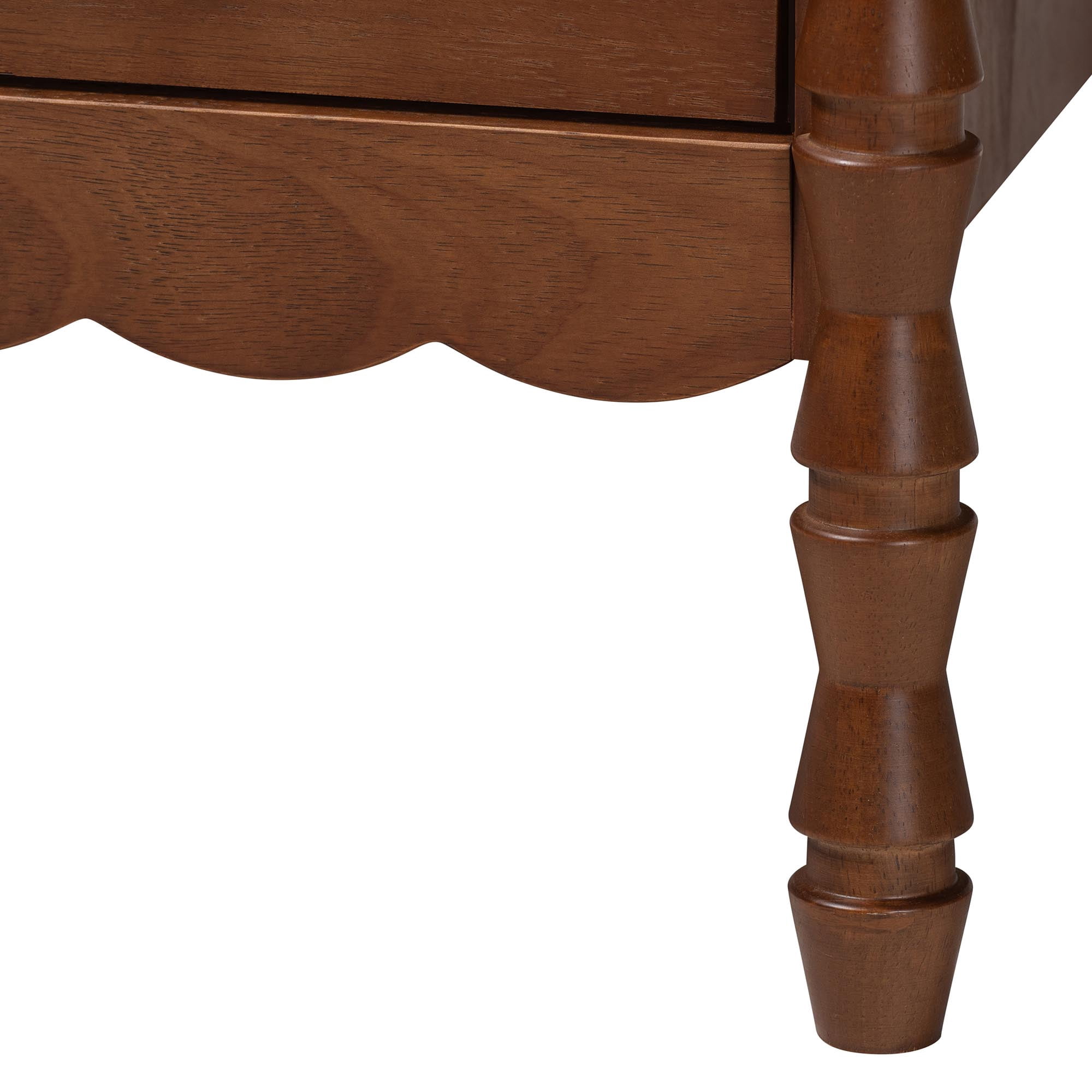 Baxton Studio Danette Modern Nightstand, 2-Drawer, Walnut Brown