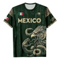 thumbnail image 6 of Mexico Men's Soccer Jersey, Men's Mexican Heritage Aztec Graphic T-Shirt, Short Sleeve Athletic Football Top, Eagle and Snake Emblem Fan Gear, 6 of 6