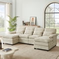 thumbnail image 5 of Jarenie Modern Fabric U-Shapped Sofa Sectional Couche for Living Room Convertible Sofa with Ottoman Beige, 5 of 10