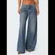 thumbnail image 4 of Pantalones Vaqueros Boyfriend de Pierna para Mujer - Vaqueros Holgados de Tiro Bajo - Estilo e-Girl Y2K Azul Oscuro M, 4 of 9
