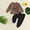 thumbnail image 2 of Ulanda Baby Boy Clothes Fall Clothes Truck Print Long Sleeve Pullover Tops + Pant Sets Toddler Winter Outfits (Khaki, 2-3 Years), 2 of 4