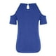 thumbnail image 5 of ICHUANYI Clearance Women's Casual Lace Off Shoulder T-Shirt Solid Olor Sexy Hollow Out Round Neck Tops(Dark Blue, M) ICHUANYI WER2023080909895, 5 of 6