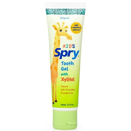 Spry Kids Toothpaste with Xylitol, Original Flavor, Fluoride-Free Natural Gel, 2 fl oz, 1 pack