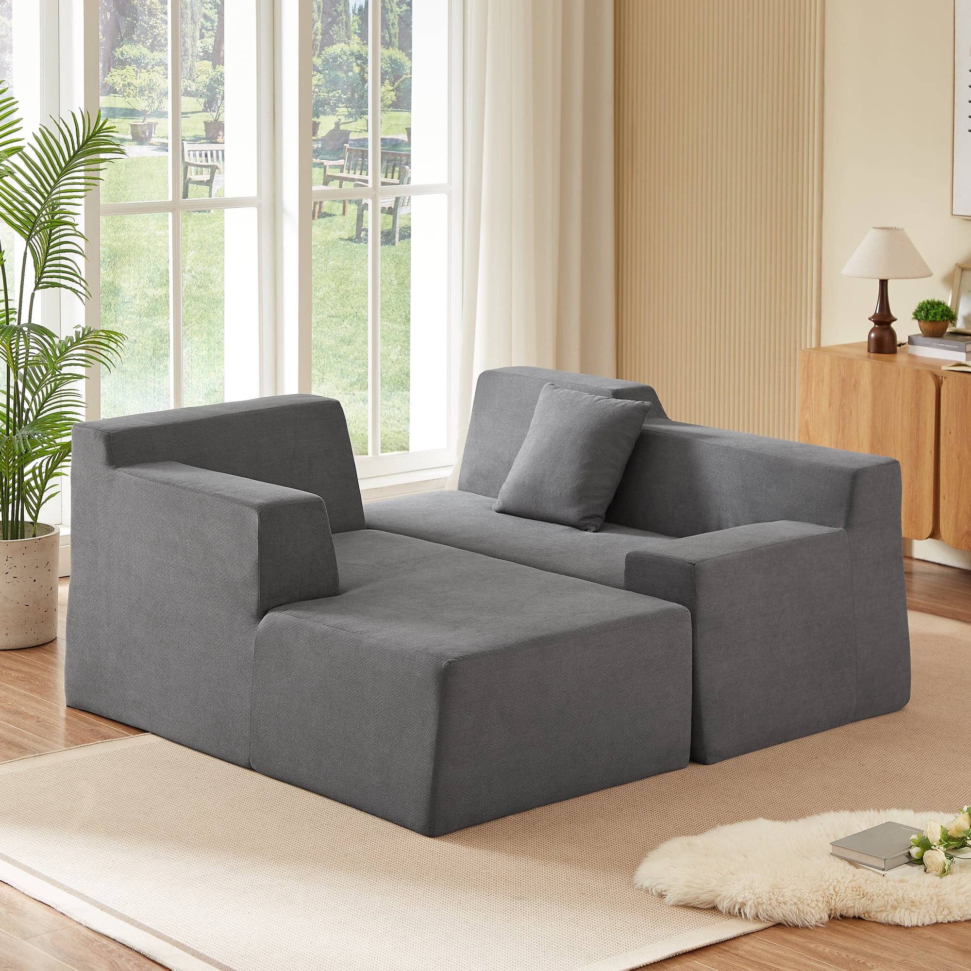 Leumius 96" Modular Sectional Sofa Couches,L-Shape Couch 3 Seat Modular Sofa Memory Foam Sectional Couches for Living Room, Cloud Couch with Oversized Chaise(Dark Gray,Left Facing Chaise)