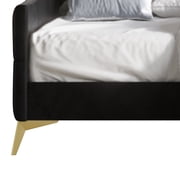 Home Design Hemnes Upholstered Twin Daybed for Adult, Living Room & Guest Room, Crystal Diamond Button Tufted, Black, Easy Assembly