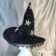 thumbnail image 2 of Mikilon Women Halloween Black Witch Hats Starts Print Peaked Hats Fashion Lace Party/Performance Hats, 2 of 4