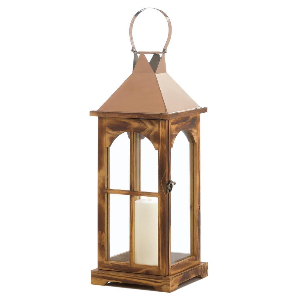 Candle Lantern Outdoor, Large Rose Gold Metal Decor For Table Lantern