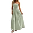 thumbnail image 2 of IUYRTFE Women's Strapless Ruched Waist Maxi Dress Solid Color A Line Long Casual Summer Gown, 2 of 6