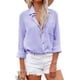 thumbnail image 1 of Camisa Aoudery para mujer, algodón, manga larga, color lila, talla L, 1 of 6