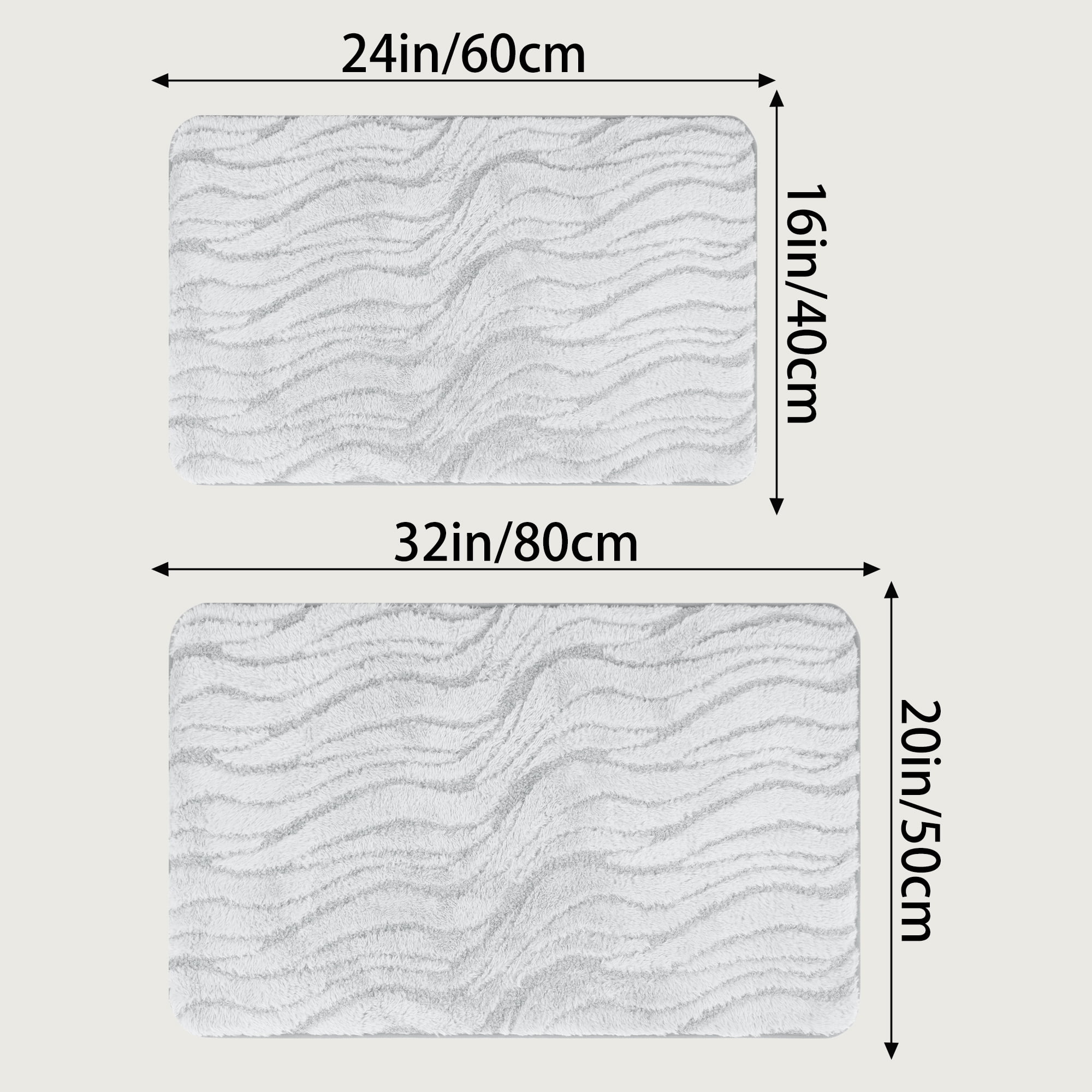 Unique Bargains Wave Pattern Bath Mat Soft Absorbent Non-Slip Bath Rugs Grey 20" x 32"