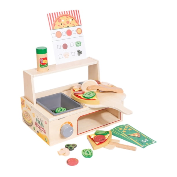 Juego de cocina de madera con forma de pizza para niños de 3 años en . Juego de madera, regalo de cumpleaños, de simulación, accesorios de