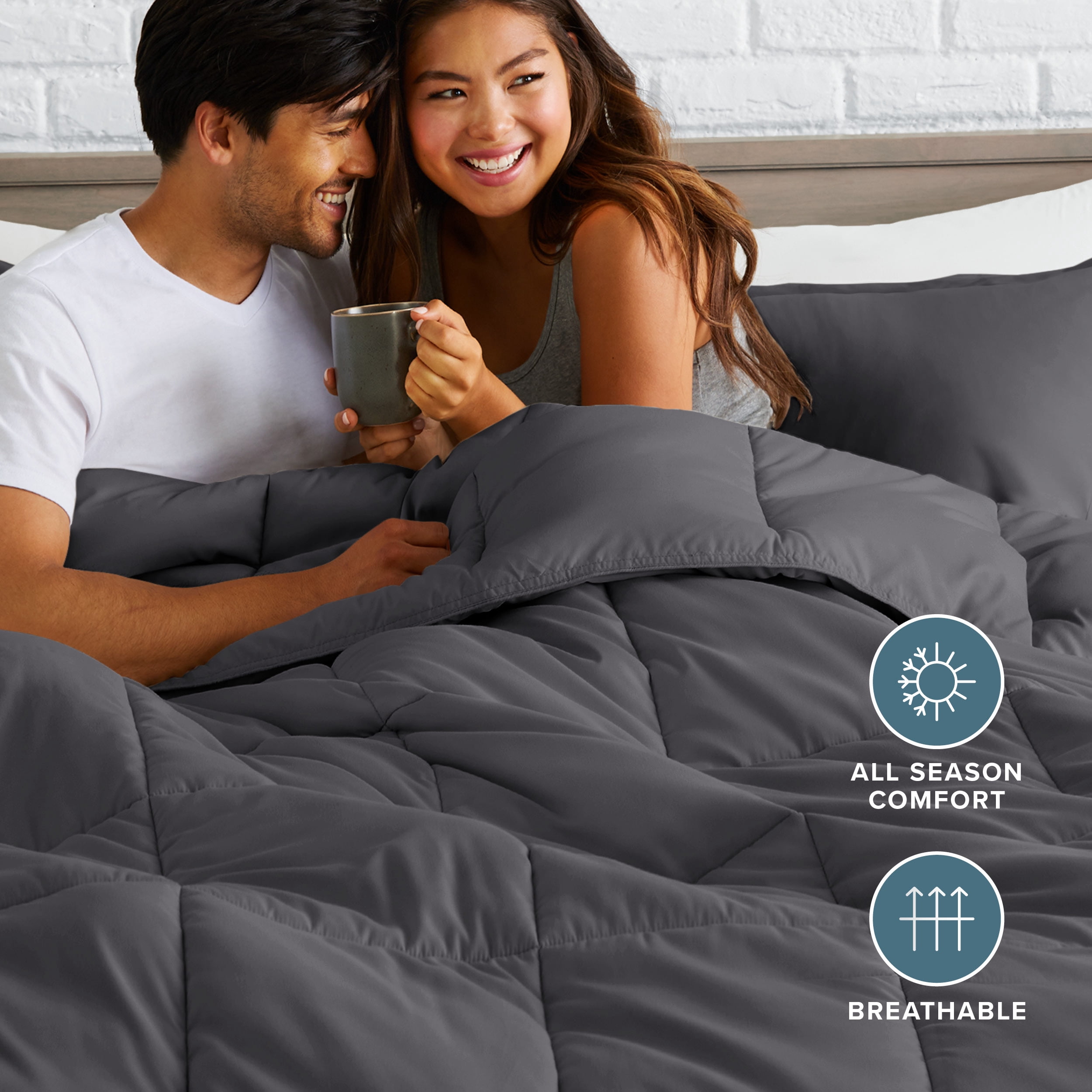 Bare Home Down Alternative Comforter Set - 3-Pieces - All Seasons - King, Forged Iron Gray