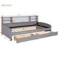 thumbnail image 2 of Harper & Bright Designs Twin size Upholstered Daybed with Storage Shelf, Twin Wood Velvet Sofa Bed with Storage Headboard & Drawer for Bedroom Guest Room Living Room, Gray, 2 of 14