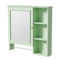 thumbnail image 2 of Bathroom Wall Cabinet, Over The Toilet Wall Mounted Storage Cabinet With Single Mirror Door And Adjustable Shelf, 3 Open Fixed Shelves, For Laundry Room, 2 of 8