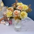 thumbnail image 4 of TZYUDK High-end Artificial Flowers Diamond Rose Artificial Flowers 5 Forks 10 Mini Roses Home Decoration Plastic Flowers Yellow Plastic, 4 of 6