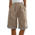 thumbnail image 6 of Shorts for Women with Pockets 100% Cotton Elastic Loose Straight Striped Cuff Half Shorts, 6 of 8