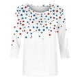 thumbnail image 5 of VEKDONE Women's Independence Day Shirts 3/4 Length Sleeve Crewneck Tunic Tops Fashion Stars Stripes Graphic Tees July 4th Patriotic Blouse White XL, 5 of 5