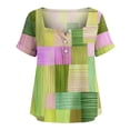 thumbnail image 4 of Enjoytime Womens Shirts Print Button Down Square Neck Short Sleeve Blouse Summer Casual Work Plus Size Tops, 4 of 8